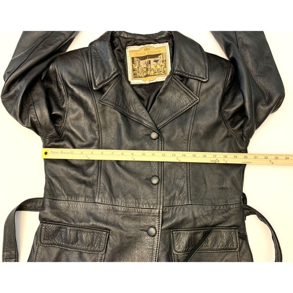 Antica Pelleria Leather Jacket Womens XL VTG Trench Coat Italian Soft - Picture 4 of 10